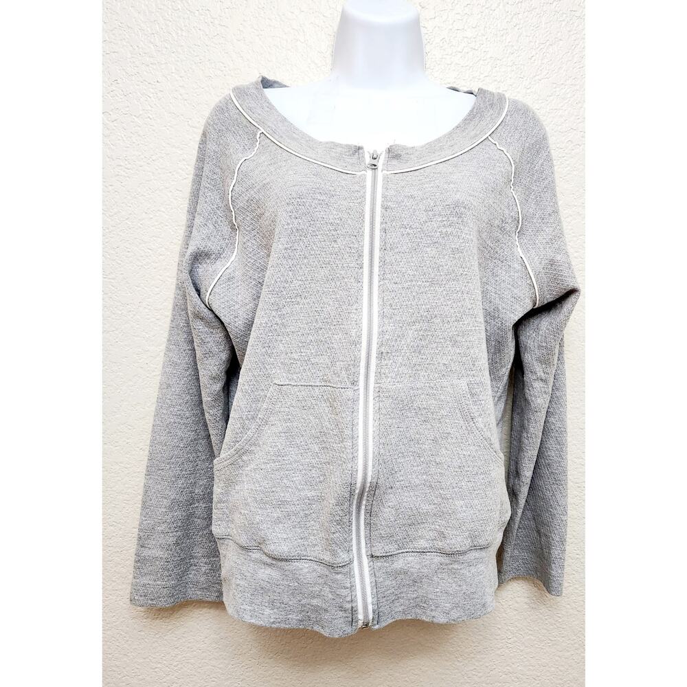 L.A. Movers Gray Full Zip Contrasting Trim Sweatshirt Medium Lightweight Pockets